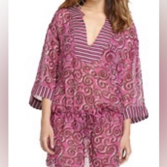 Tory Burch Swim Tory Burch Silk Caftan Tunic Dress Cover Up Size Xs